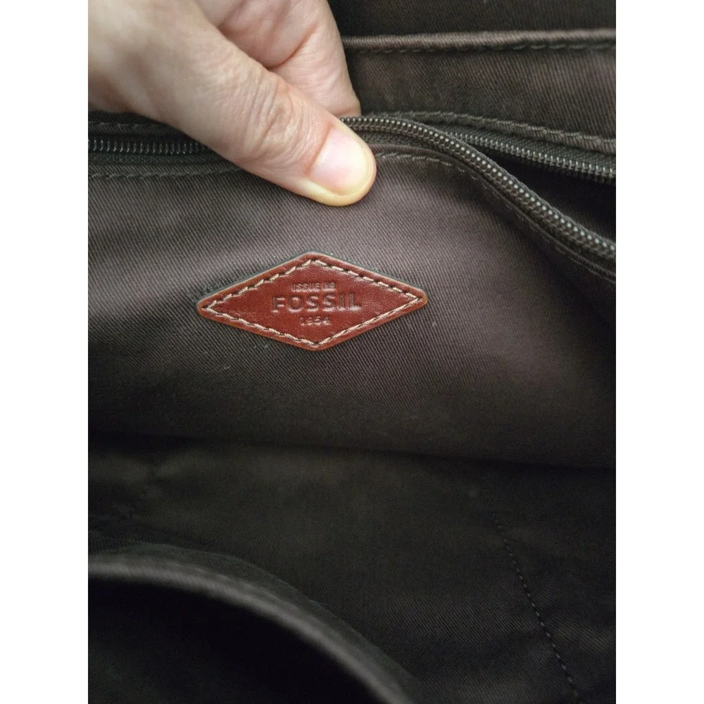 Fossil Explorer Lg Brown Leather Fold Over Messenger Satchel Bag 12